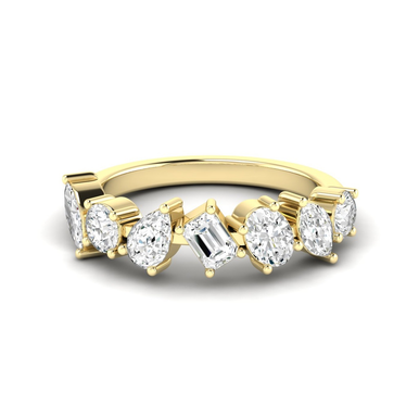 14k Yellow Gold 7 Stone Multi Shape Band 1.50 TCW