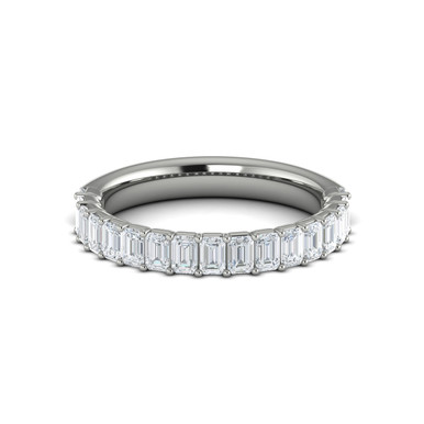 Cassandra Straight Pave Emerald Diamond Wedding Ring