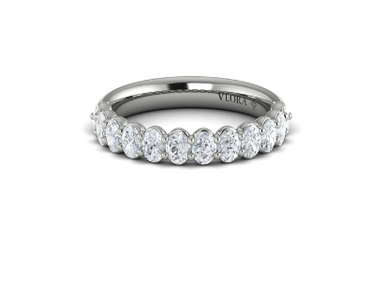 Vanessa Straight Pave Oval Diamond Wedding Ring