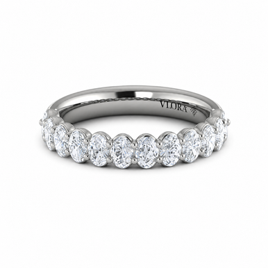 Vanessa Straight Pave Oval Diamond Wedding Ring