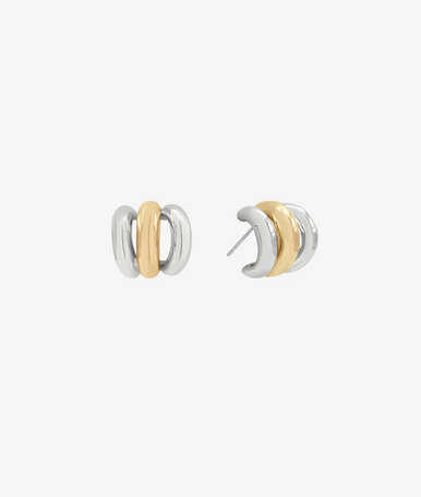 SHASHI Triple Two Toned Hoop Earrings
