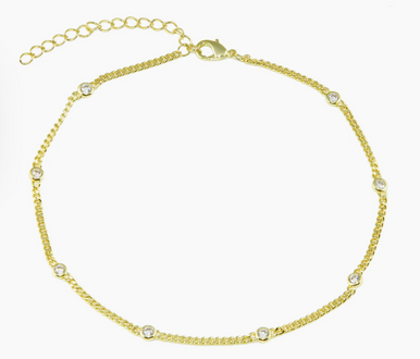 18K Yellow Gold Plated Cuban Bezel Anklet