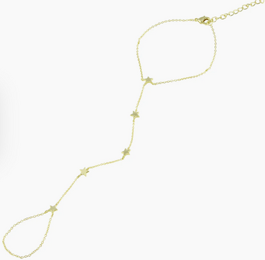 18K Yellow Gold Plated Multi Star Hand Chain