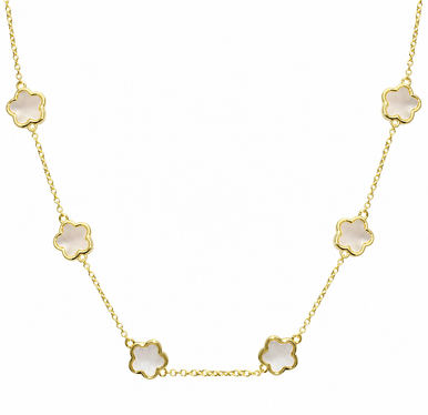 18K Yellow Gold Plated Multi Flower Stone Necklace