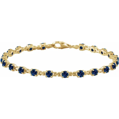 14K Yellow Lab-Grown Blue Sapphire 7 1/4" Line Bracelet