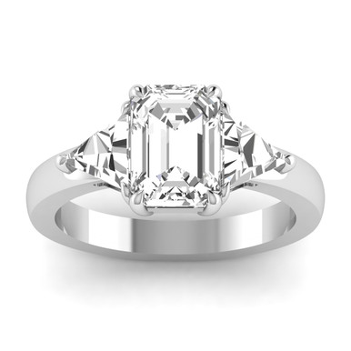 Three Stone Preset Emerald and Trillion Engagement Ring