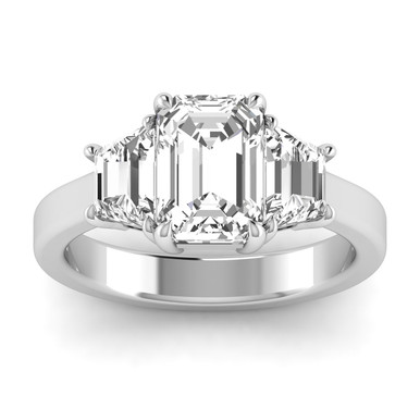 Emerald Three Stone Preset Emerald Engagement Ring