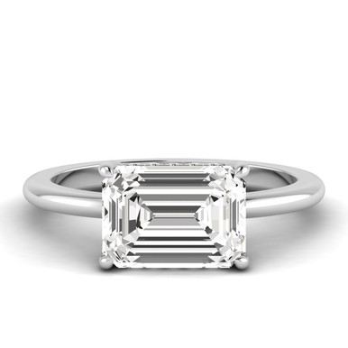 East-West Emerald Cut Hidden Halo Preset Engagement Ring