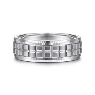 River 7mm Square Inlay Mens Wedding Band