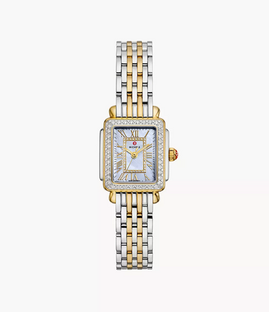 Deco Madison Mini Diamond Two-Tone 18K Gold-Plated Watch Blue Dial