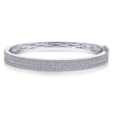 14K Gold Four Row Diamond Bangle