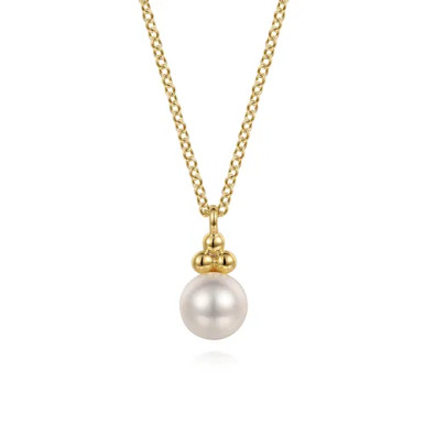14K Gold Pearl Bujukan Drop Pendant Necklace