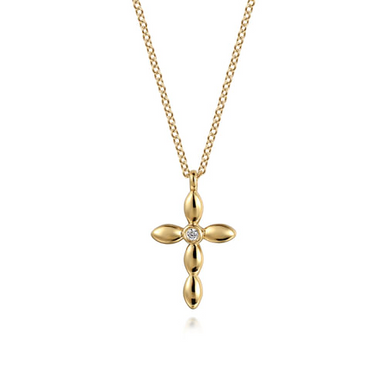 14K Gold Diamond Cross Necklace