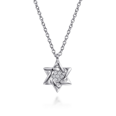 Sterling Silver Bujukan Diamond Star Of David Pendant Necklace