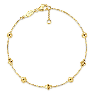 14K Gold Bujukan Ball and Clover Station Bracelet