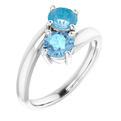 14K White Gold Two Stone Ring