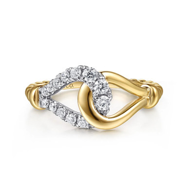 14K White & Yellow Gold Bujukan and Diamond Horseshoe InterlockingLink Ring