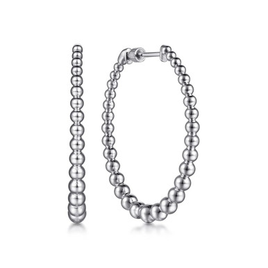 Sterling Silver Bujukan Graduated 40mm Classic Hoop Earrings