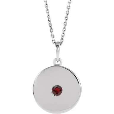 14K Gold Birthstone Disc 16-18" Necklace