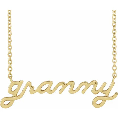 14K Gold 'granny' Script 18" Necklace