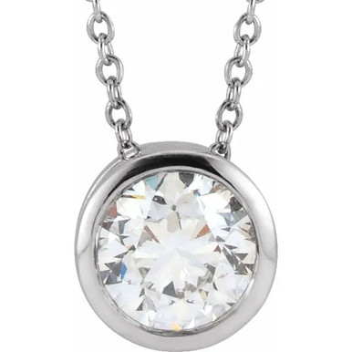 14K Gold 1/2 CT Lab-Grown Diamond Solitaire 16-18" Necklace