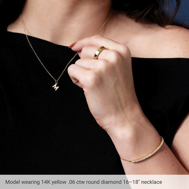14K Yellow 1/6 CTW Lab-Grown Diamond Initial Necklace