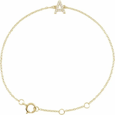 14K Gold Diamond Initial Charm Bracelet (0.04 TCW)