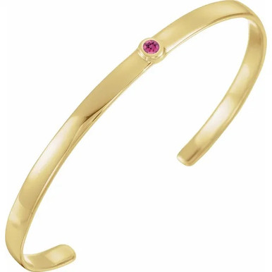 14K Gemstone Cuff 6" Bracelet