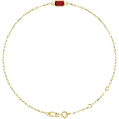 14K Bezel Gemstone Chain Bracelet