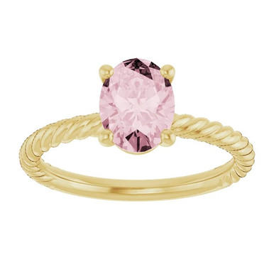 14K Yellow Gold Gemstone Rope Ring