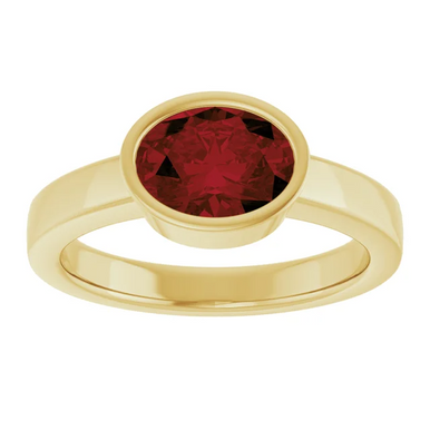 14K East-West Oval Bezel Gemstone Ring