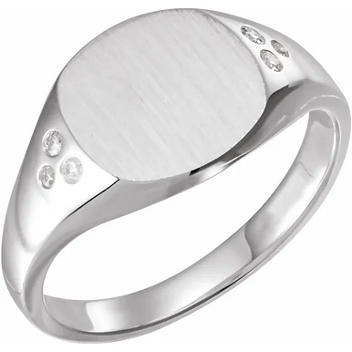 Engravable Diamond Accented Square Signet Ring