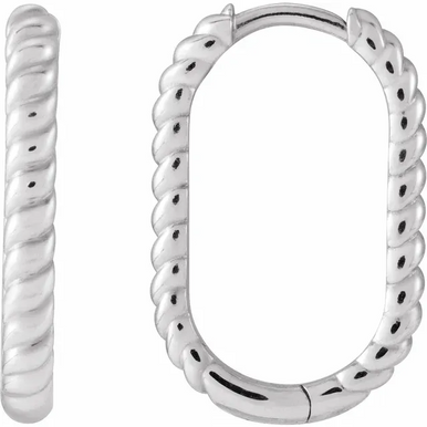 14K Gold Rope Textured Hoop Earrings