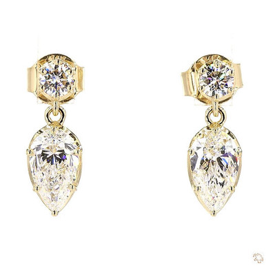 Pear Bezel Drop Earrings
