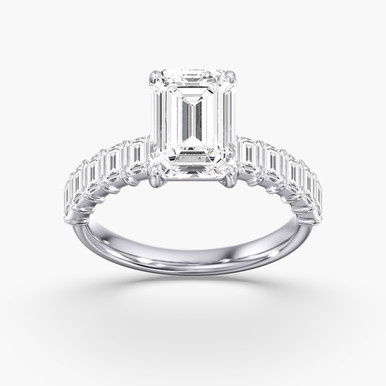 3.00ct Emerald Lab Grown Diamond Accented Preset Engagement Ring