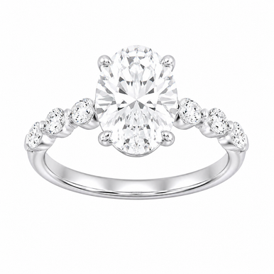 3.00ct Oval Lab Grown Diamond Accented Preset Engagement Ring