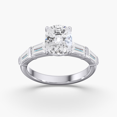 3.00ct Cushion Lab Grown Diamond Accented Preset Engagement Ring