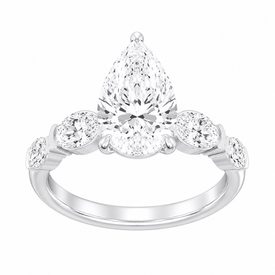 3.00ct Pear Lab Grown Diamond Accented Preset Engagement Ring