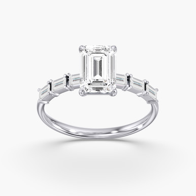 2.00ct Emerald Lab Grown Diamond Accented Preset Engagement Ring