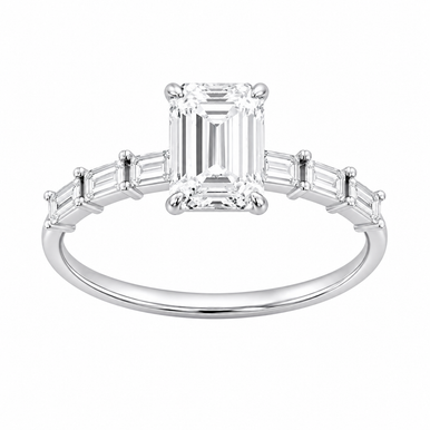 2.00ct Emerald Lab Grown Diamond Accented Preset Engagement Ring