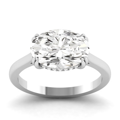 3.00ct Oval Lab Grown Diamond East West Hidden Halo with Claw Prong Preset Engagement Ring