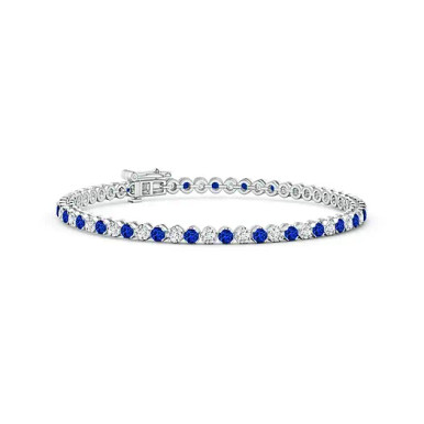 14K Gold Alternating Gemstone Tennis Bracelet