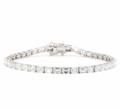 14K Gold Emerald East West Diamond Tennis Bracelet