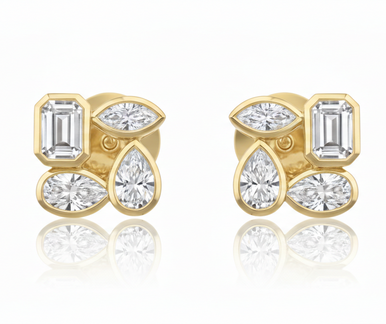 Multi Bezel Square Stud Earrings
