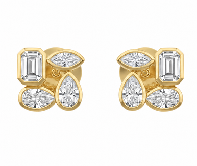 Multi Bezel Square Stud Earrings