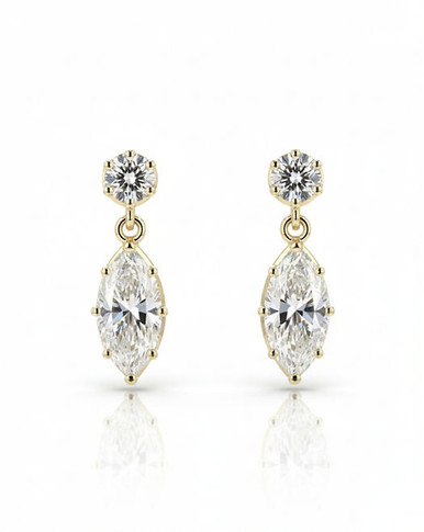 Marquise Bezel Prong Drop Earrings