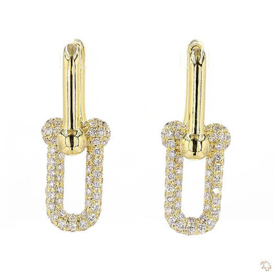 Pave Lock Drop Earrings