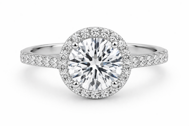 Halo Pave Lab Grown Diamond Preset Engagement Ring