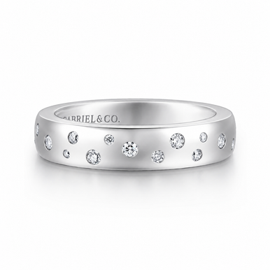 Ophelia 4.20 mm Burnish Set Cluster Diamond Cigar Band