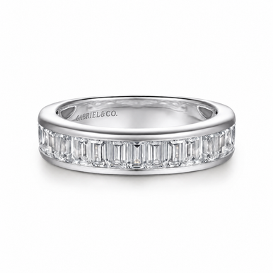 Rosette Channel Baguette Diamond Anniversary Band